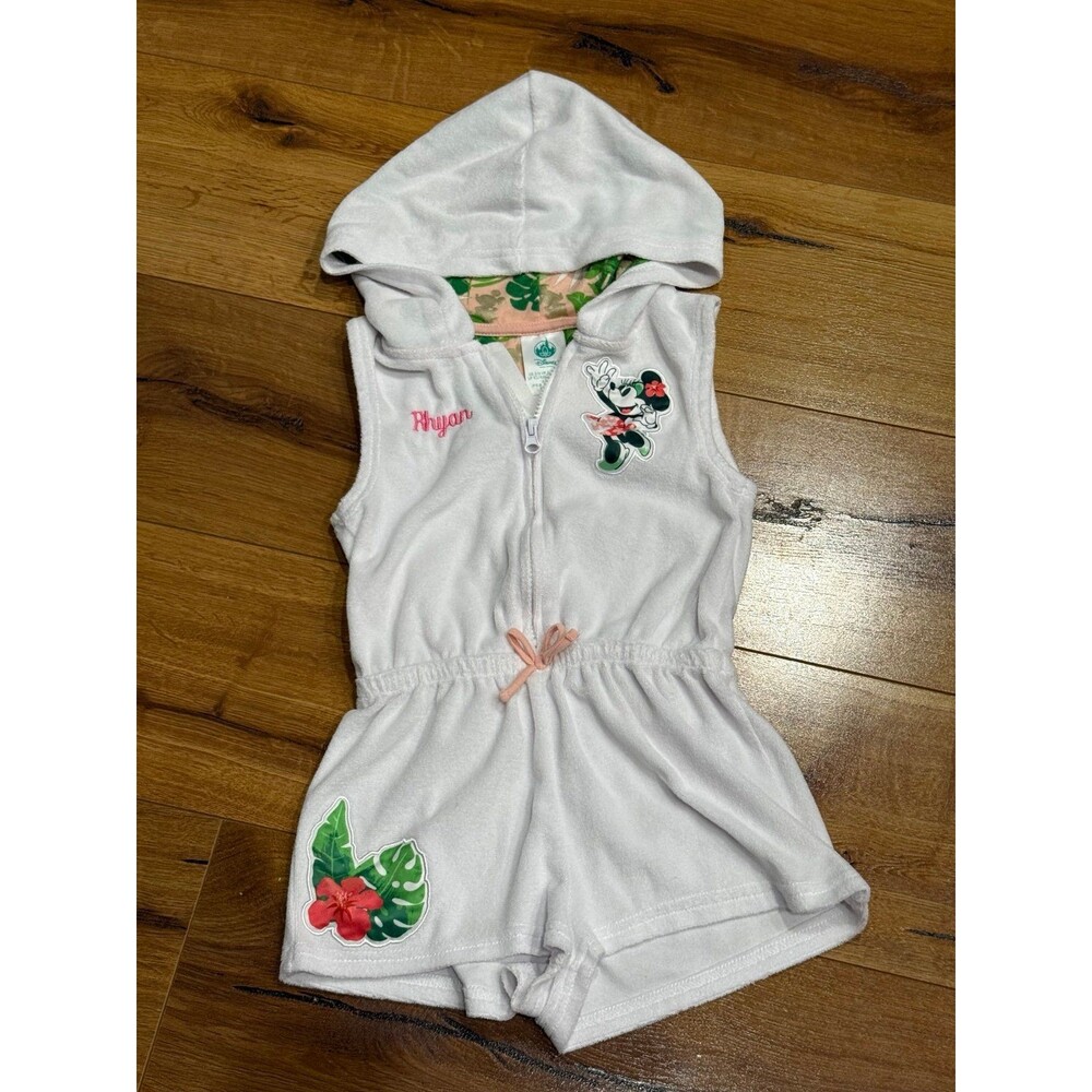 Disney Girls Minnie Mouse Hooded Romper Swim Coverup 5/6